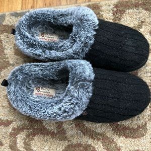 Bobs black knit slippers
